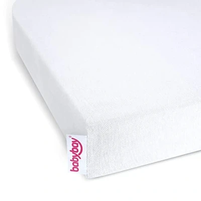 Immagine di babybay 100580 lenzuolo con angoli, jersey deluxe confezione doppia adatto il modello Original, bianco, 81 x 43 cm (2 confezione)