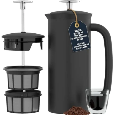 Immagine di ESPRO 1018C2 17BK P7 Pressa per caffè isolata a doppia parete, in acciaio inox, nero opaco