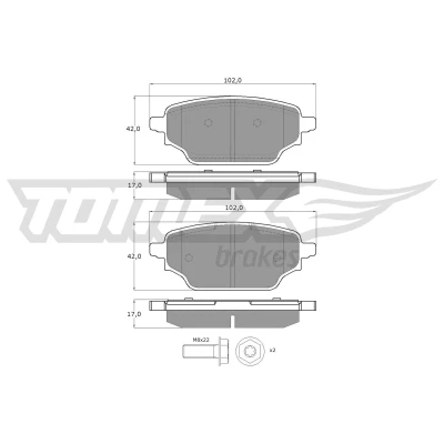 Immagine di TOMEX brakes TX 60 66 Kit pastiglie freno Assale posteriore non predisposto per visualizzazione avviso usura RENAULT: Kangoo III Box Body / MPV