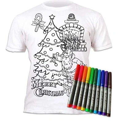 Immagine di T Shirt Splat Planet Babbo Natale Magica da Colorare con 10 Penne Magiche Lavabili Atossiche Colora La Tua Maglietta, E Lava Via Ricolora I Compleanni dei Bambini (12 13 Anni)