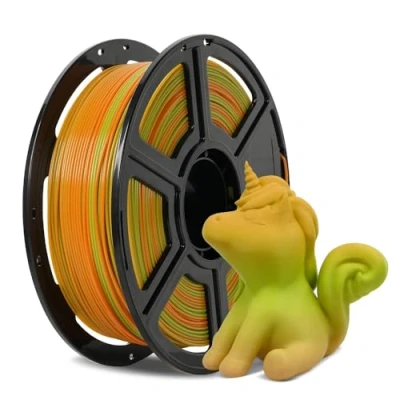 Immagine di FLASHFORGE Filamento per stampanti 3D con cambio di colore graduale in PLA da 1,75mm, bobina 1kg (2,2 libbre), precisione dimensionale +/ 0,02mm, migliore tenacia e assenza nodi (Verde&amp;Arancio)