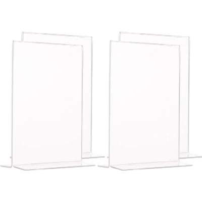 Immagine di SIGEL TA226 Porta avvisi da tavolo / brochure banco, con base a T, acrilico, per A6, 10 pz