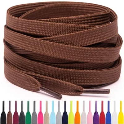 Immagine di Miscly Lacci Piatti per Scarpe Sportive, Disponibili in Varie Lunghezze e Colori (Marrone, 91 cm)