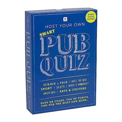 Immagine di Talking Tables Pub Quiz Gioco Carte &amp; Score Board Poster Ospita i tuoi giochi notturni, Competitivo dopo cena festa, Conoscenza Generale Trivia Domande Risposte, HOST PUBQUIZ V4