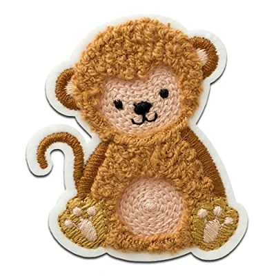 Immagine di Mono Quick Animale di Ciniglia scimmia Toppe Termoadesive Patch Toppa Ricamate, Misura: 6 x 5 cm