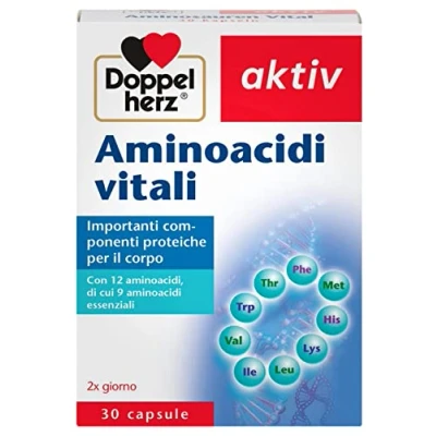 Immagine di Aminoacidi Vitali con 12 principali di cui 9 Essenziali EAA 30 capsule BCAA per Atleti, Sportivi e persone fisicamente attive Doppelherz