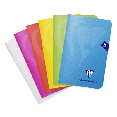 Immagine di Clairefontaine 303592C Un taccuino a punto metallico Mimesys 9x14 cm 96 pagine quadretti piccoli Carta bianca 90g copertina in polipropilene Colore casuale