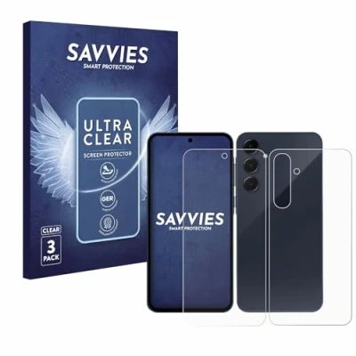 Immagine di savvies (6 Pezzi Pellicola Protettiva per Samsung Galaxy A55 5G (Fronte+Retro) Protezione Schermo Trasparente