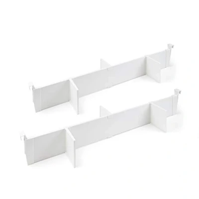 Immagine di Emuca Set separatori regolabili per cassetti, accessori divisori organizer cassetti 900mm, alluminio, bianco.