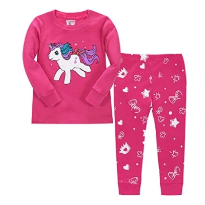 Immagine di Bambino piccolo Ragazze Natale Pigiama Unicorno Sleepwears Pigiami biancheria da notte indumenti due pezzi maniche lunghe Set di per bambini Taglia 2 3 anni 3T Regalo del ringraziamento