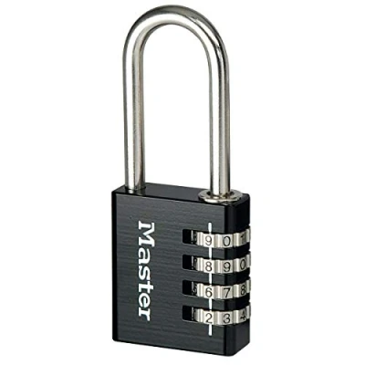 Immagine di Master Lock 7640EURDBLKLH Lucchetto con Combinazione in alluminio, Nero, 4 x 7.8 1.5 cm