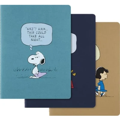 Immagine di Moleskine Peanuts Cahier Journal, Set 3 Quaderni A Righe, Con Copertine Flessibili e Segnalibro Tema, 16 Fogli Staccabili, Formato XL 19 x 25 cm