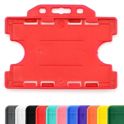 Immagine di CKB LTD® Rosso due lati rigidi a doppia faccia in plastica per carta d&#039;identità, con apertura frontale, orizzontale, identità, contiene carte di credito da 86x54 mm, cr80 Confezione 10