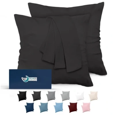 Immagine di Federe Cuscini 80x80 (Set 2) Dreamzie in Microfibra OEKO TEX Certificazione Copri Cuscino Dolce Grigio Scuro