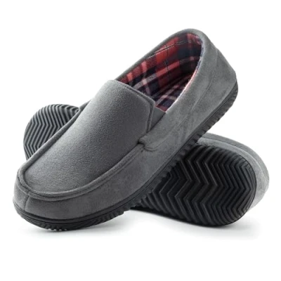 Immagine di RockDove Pantofole da uomo in memory foam foderate flanella, Grigio (Carbone), 46 EU