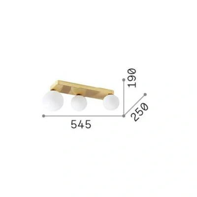 Immagine di Ideallux Ideal Lux Penta plafoniera a 3 luci, color oro, vetro opalino