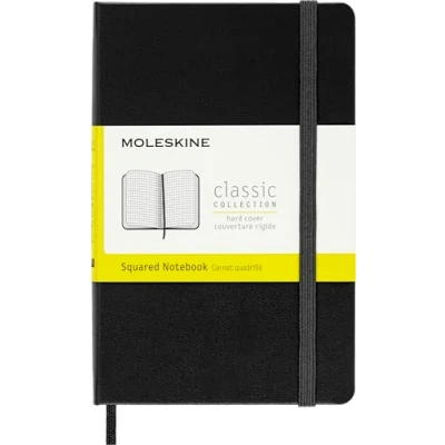 Immagine di Moleskine Classic Notebook, Taccuino a Quadretti, Copertina Rigida e Chiusura ad Elastico, Formato Pocket 9 x 14 cm, Colore Nero, 192 Pagine