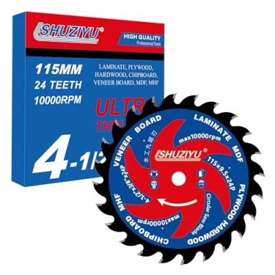 Immagine di LSHUZIYU 115mm 24T, Lama Per Sega Circolare Legno, Foro Centrale 9.5mm, Montaggio Su A Batteria Makita O Milwaukee