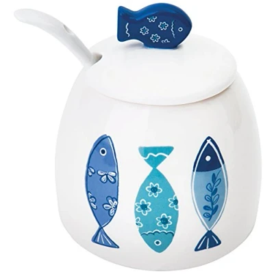 Immagine di Excelsa Ocean Formaggera/Zuccheriera, 200 ml, Ceramica, Bianco/Azzurro