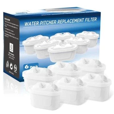 Immagine di 6 Pack Cartuccia per filtro, filtri riduce cloro, calcare, PFAS e metalli, dell’acqua compatibile con Brita Maxtra+, Style, Mavea Elemaris XL,