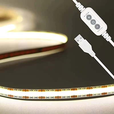 Immagine di PAUTIX COB LED USB Strisce bianche 4000K 2m,640LED 5V per Retroilluminazione TV monitor, luce nastro dimmer flessibile armadietto, camera da