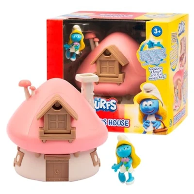 Immagine di Giochi Preziosi I Puffi Puffetta E La Sua Casetta Dal Tetto Rosa Ricca Di Accessori Adesivi , Per Bambini A Partire Dai 3 Anni