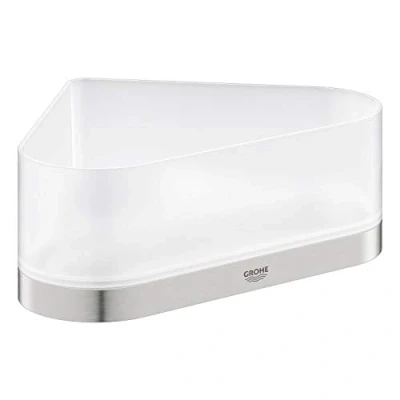 Immagine di Grohe 41038DC0 Selection Vassoio Angolare per Doccia con Supporto, Vetro e Metallo, Satinato, Large
