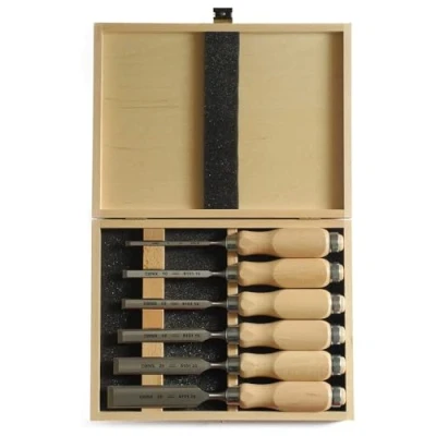 Immagine di Narex set di scalpelli a bordo smussato, con manici in legno, custodia da 6 pezzi