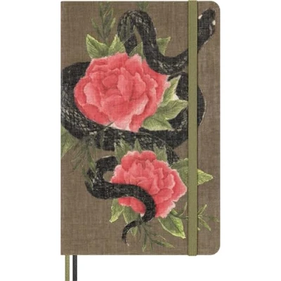 Immagine di Moleskine Taccuino Anno del Serpente, a Righe con Copertina Rigida In Tessuto e Chiusura Elastica, Collezione Design Fiori, Formato Large 13 x 21 cm