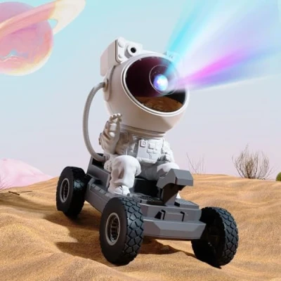 Immagine di Gemmac Astronauta Proiettore Stelle con Altoparlante Bluetooth, Rover Lunare Galaxy Projector di sul Soffitto Timer Telecomando Luminose Cameretta Regalo Bambini Adulti
