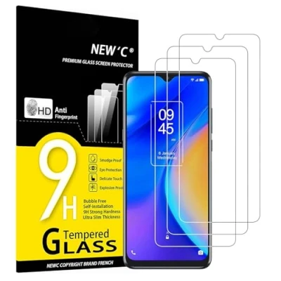 Immagine di NEW&#039;C 3 Pezzi, Vetro Temperato per TCL 20 SE, Pellicola Prottetiva, Senza Bolle, Durezza 9H, 0,33mm Ultra Trasparente, Resistente.