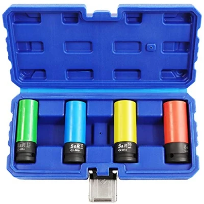 Immagine di S&amp;R Chiavi a Bussola x Cerchi in Lega per Avvitatore impulsi Dadi 1/2 (12,5 mm). Bussole Chiave Impatto (Set 4 pz)