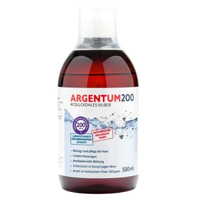 Immagine di Argentum 200 200HERBALS®, argento colloidale, ppm, Argentum200, 500 ml, acqua colloidale d&#039;argento particelle nano argento, tonico per il viso, ml