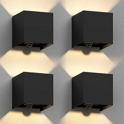 Immagine di ledscom.de 4 pz. applique CUBEL per esterni, IP65, up/downlight, rilevatore di movimento, nero opaco, angolare, 1x G9 max 10W