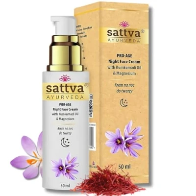 Immagine di Sattva crema viso per uomo e donna antirughe Pro Age notte con olio di kumkumadi, idratante anti invecchiamento Night Face Cream