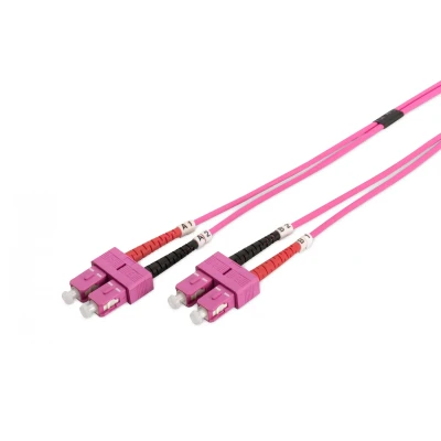 Immagine di Cavo patch DIGITUS LWL OM4 in fibra ottica da SC a 1 m LSZH Duplex Multimode 50/125µ 10 GBit/s Porpora