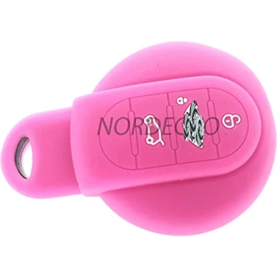 Immagine di MINI Custodia protettiva in silicone per portachiavi 2014 2015 2016 F56 Cooper S Cluban Paceman, Country JCW GP, 3 pulsanti, senza chiavi, colore: Rosa caldo)