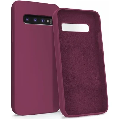 Immagine di MyGadget Custodia per Samsung Galaxy S10 Hardcase con Strato Microfibra &amp; Cover Silicone Resistente Protezione Antigraffio Antiurto Bordeaux