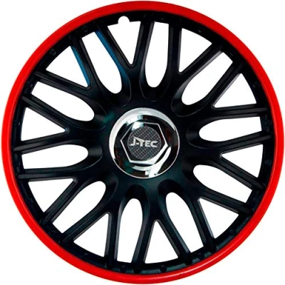 Immagine di J Tec Set di 4 Copricerchi Orden R 16 Pollici Nero/Rosso + Anello Cromato