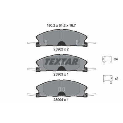 Immagine di TEXTAR 2590201 Kit pastiglie freno Non predisposto per contatto segnalazione usura con accessori