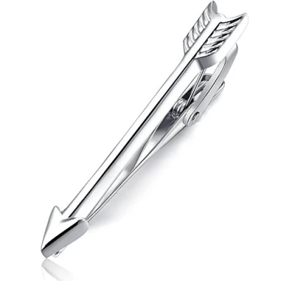 Immagine di Honey Bear Freccia Fermacravatte Uomo Argento per Cravatta di dimensioni normali,Acciaio Inox, Ferma Regalo Nozze affari,4.7cm