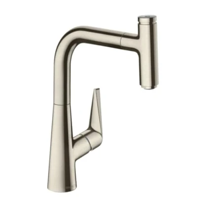 Immagine di hansgrohe Talis Select M51 Miscelatore cucina monocomando 220, bocca d&#039;erogazione estraibile, 1 getto, sBox, acciaio inox, 73852800