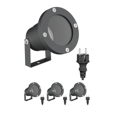 Immagine di ledscom.de 4 faretti da giardino DUK per esterni, IP65, spina, antracite, 1x GU10 max. 15W