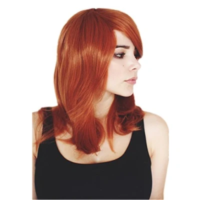 Immagine di Prettyland C501 Parrucca Media Lunghezza Capelli Lisci Colore Rame Chiaro Arancione Scalato Leggero Slancio Esteriore