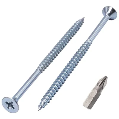 Immagine di SKIR&#039;CO 100 viti in acciaio zincato 5,0 x 80 mm argento legno truciolare, filettatura parziale, testa svasata Pozidriv