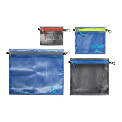 Immagine di Tatonka Tasca con cerniera lampo Borsa piatta per riporre documenti e in diverse dimensioni come set trasparente, impermeabile robusto, blu/nero, (S, M, L, XL)