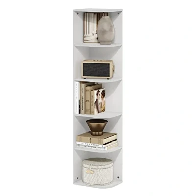 Immagine di Furinno Pasir Libreria a 5 ripiani, con ripiano aperto, colore: Bianco