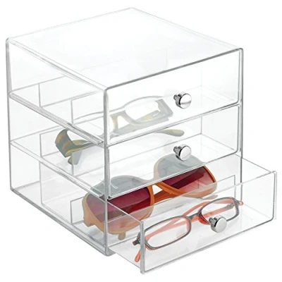 Immagine di InterDesign 3 Drawer Clarity Custodia per Occhiali, cassetti, Trasparente, 7&quot; x 6.5&quot;