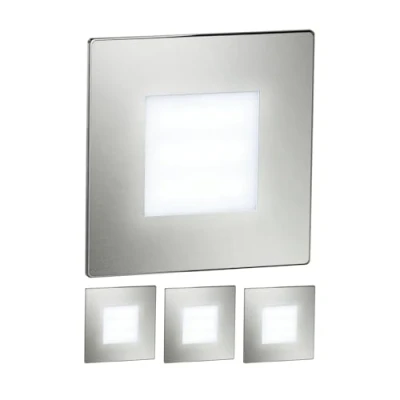 Immagine di ledscom.de 4 LED luce per scale/apparecchio da incasso FEX interni ed esterni, angolare, acciaio inox, 85 x mm, bianco freddo