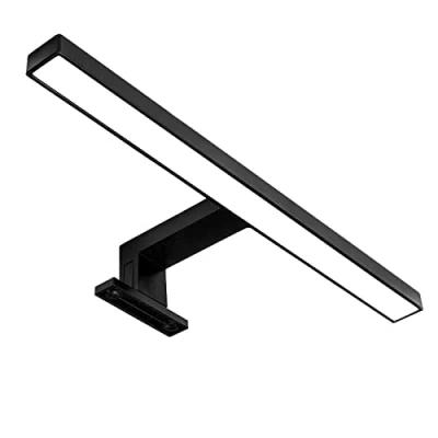 Immagine di Luce da specchio a LED nera I Bagno per il trucco Lampada superficie Illuminazione mobile con pinza Bianco neutro 230 V 550LM IP44 30CM 5W
